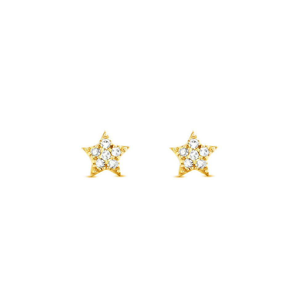 Fashion Star Copper Inlay Zircon Ear Studs 1 Pair