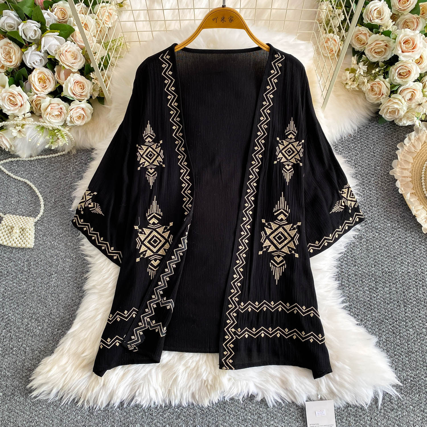 Women's Long Sleeve Cardigan Jacket Vacation Style Sun Protection Loose Top Breathable Chic Embroidered Retro 2026 New_ecoleips.com