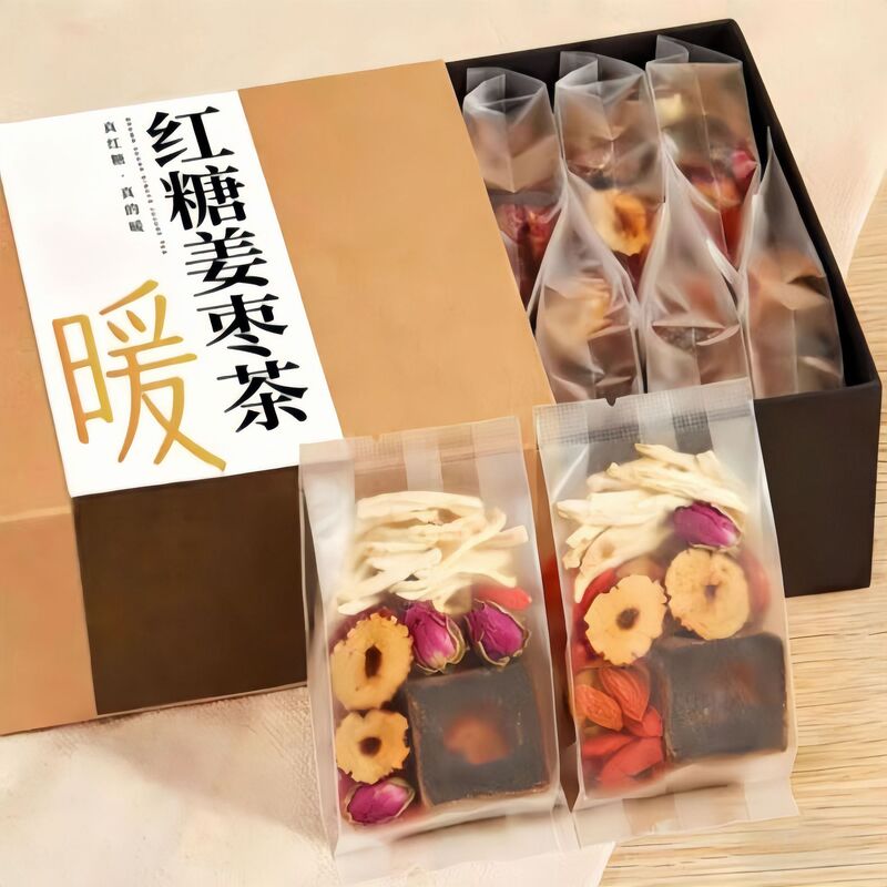 Brown Sugar Ginger Jujube Tea for Menstrual Health and Wellness, Tea Bags for Delivery, Three-Phases Red Date, Goji Berry, Ginger, and Jujube Tea with Genuine Ingredients Brown Sugar Ginger Jujube Tea for Menstrual Health and Wellness, Tea Bags for Delivery, Three-Phases Red Date, Goji Berry, Ginger, and Jujube Tea with Genuine Ingredients