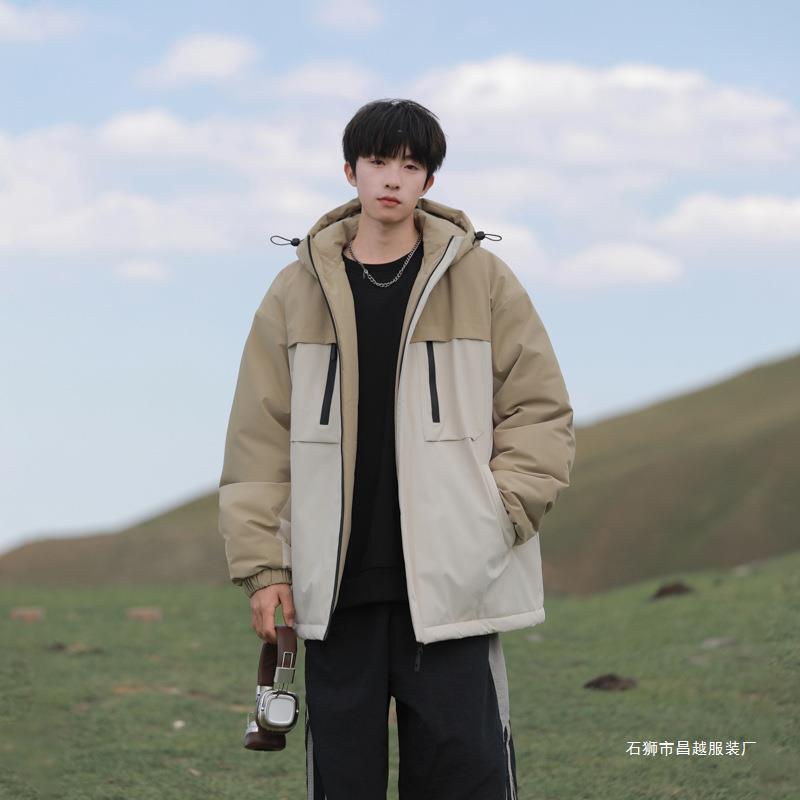 Winter cross-border hooded coat men's and women's couples live explosion outdoor mountain color matching two-open sports cotton-padded jacket