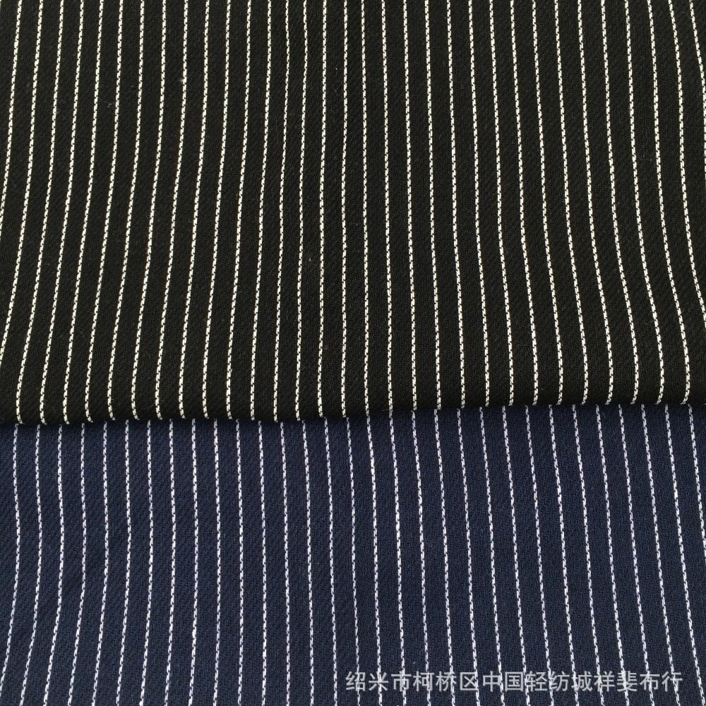 涤棉色织斜纹条纹女装连衣裙 衬衫5215斜纹比例条子韩版服装面料