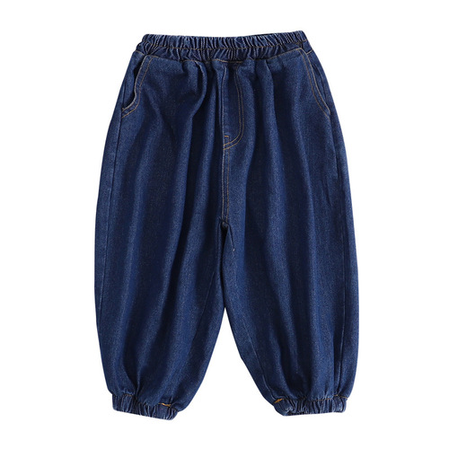 Girls' Cowboy Lantern Pants Spring and Autumn 2024 New Children's Trendy Fashion Pants Little Girl Baby Pants Cool