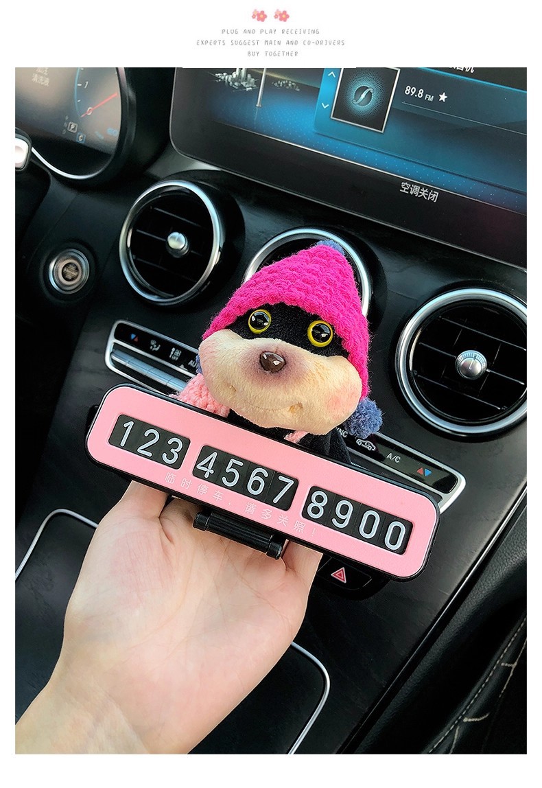 Quirky and Cute Bee and Puppy Number Plate, Car Temporary Parking Sign, High-End 2025 New Model