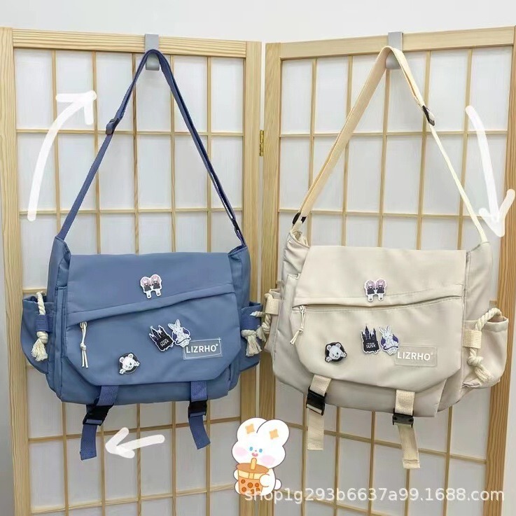 Korean Style Ins Style Large Capacity Shoulder Bag Japanese Style Harajuku Vintage Tooling Style Messenger Bag Student Nylon Crossbody Bag Korean Style Ins Style Large Capacity Shoulder Bag Japanese Style Harajuku Vintage Tooling Style Messenger Bag Student Nylon Crossbody Bag