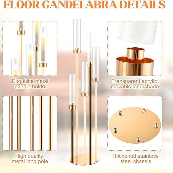 Accesorios de boda transfronterizos de hierro forjado galvanizado de oro candelabros de fiesta de decoración de mesa de boda