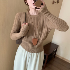 2025新款纯色打底衫搭配大衣针织内搭上衣女秋冬高级感小香风毛衣