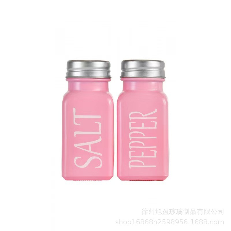 亚马逊专供黑白撒料瓶家用厨房胡椒孜然撒料瓶方形玻璃调料瓶跨境|undefined