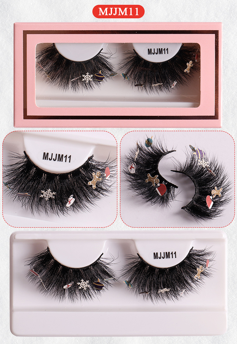 New Mink Hair False 1 Pair Powder Box Natural One Piece Eyelash false eyelashes_voghion.com