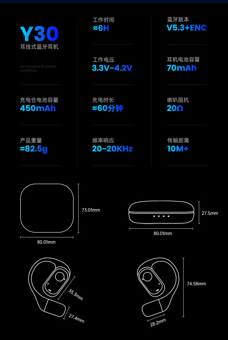 The 2025 new model Y30 translation headphones feature real-time simultaneous video call translation in multiple languages via Bluetooth, a new cross-border model undefined