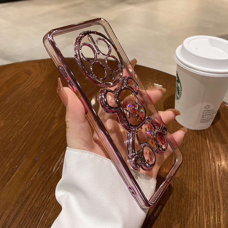 Huawei Mate70pro 流砂バイオレントクマ携帯電話ケース Puro70pro 電気メッキ x200 落下防止保護カバーに適しています。|undefined
