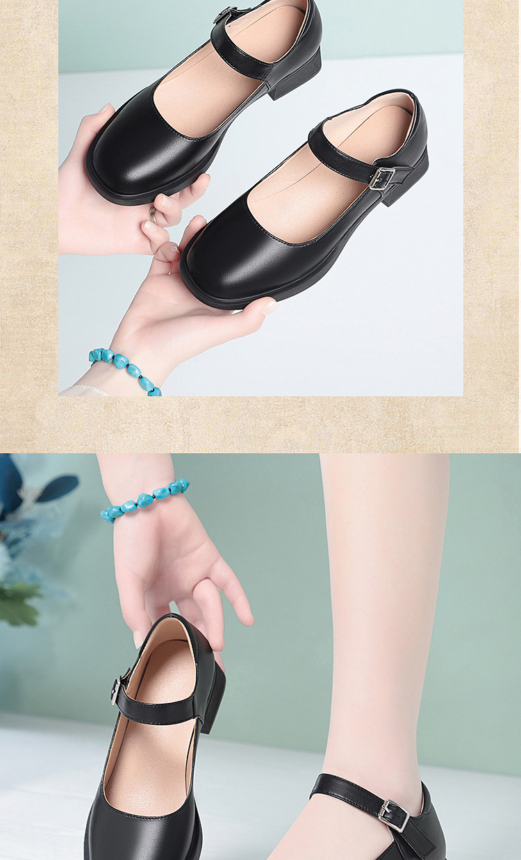 Sandal nữ quai chữ V đơn giản, đế thấp, da thật, hở mũi, chống trượt — Đen【kiểu xuyên thấu】 chi tiết 11