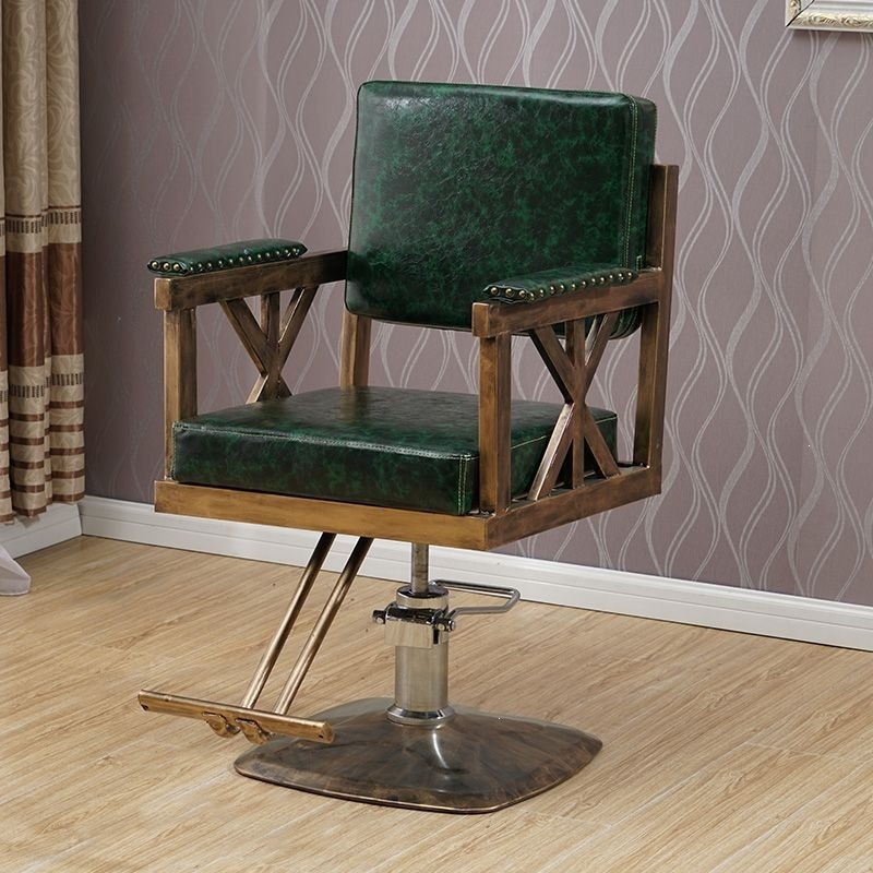 silla de peluquería especial de belleza salón de peluquería silla de elevación silla de pedal silla de hierro forjado corte de pelo corte de pelo retro image 14