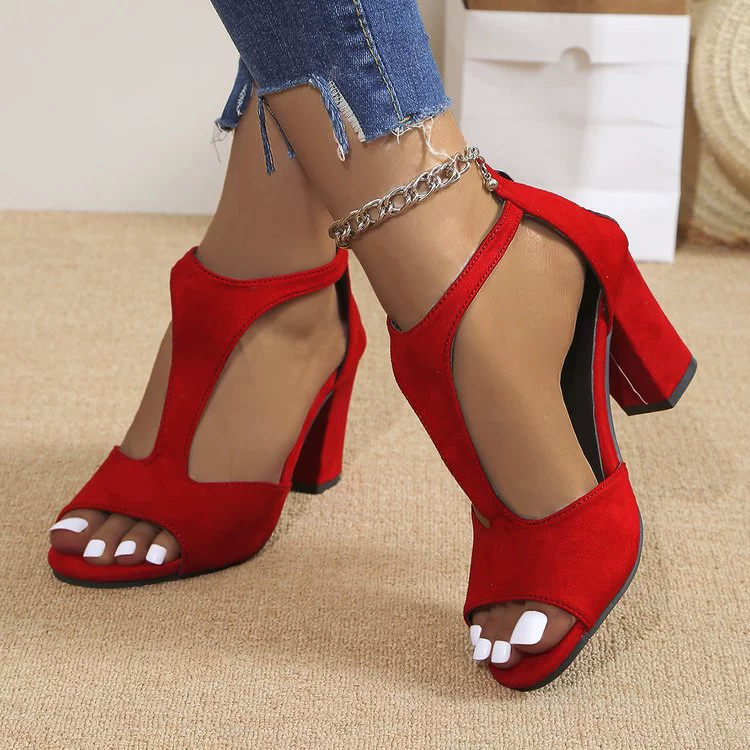 2024 Простая модная сумка на молнии и обувь из рыбьего рта женская новая летняя внешняя торговля большой размер боковой пустой римские сандалии на каблуках