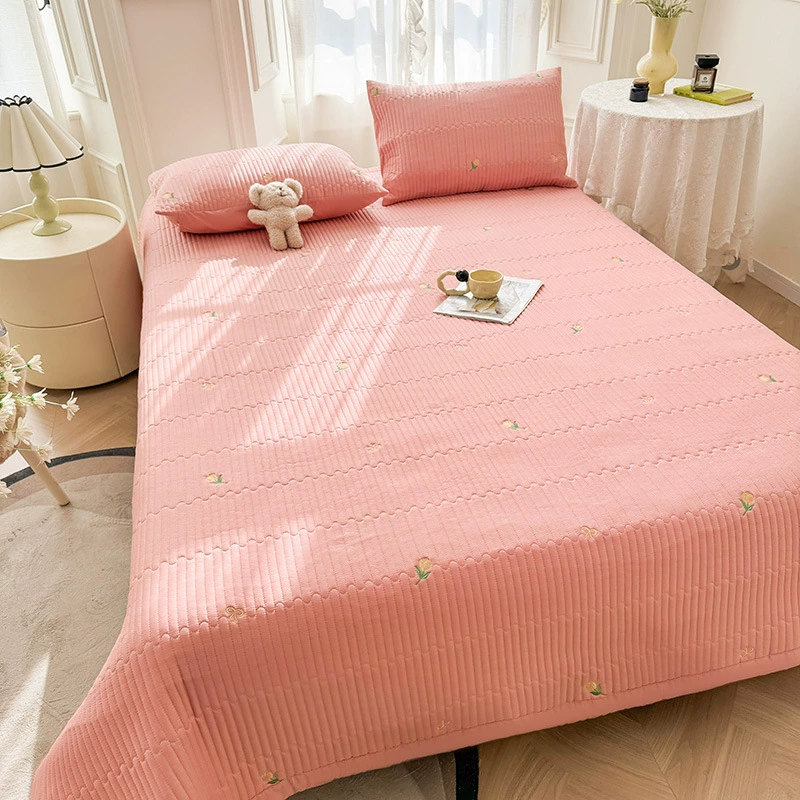Cotton quilted antibacterial sheet, set, increased thickness, 3 piece set