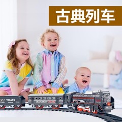 クロスボーダー 3308 シミュレーションレトロクリスマストラック電車電気ライト子供のおもちゃは 8 の字の形に組み立てることができます