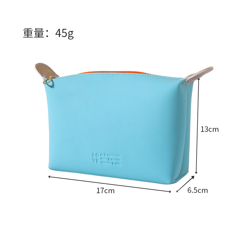 Bolsa de maquillaje bolsa de almacenamiento bolsas de bolsas de pellizco de piel pu bolsa de almacenamiento portátil simple bolsa de maquillaje plegable macarón impermeable