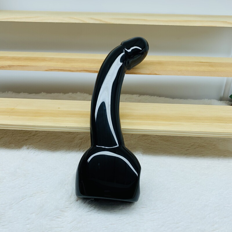 天然黑曜石雕刻打磨原石水晶按摩棒 图 8
