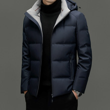轻奢高端男士白鹅绒羽绒服中年商务休闲连帽防钻绒可脱帽加厚外套
