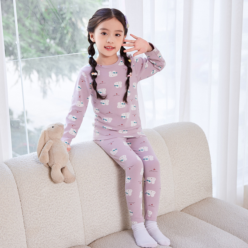 子供用パジャマ、純綿男の子用秋服と長ズボン、女の子用ベビー用保温下着、中小子供用ボトムス綿セーターセット