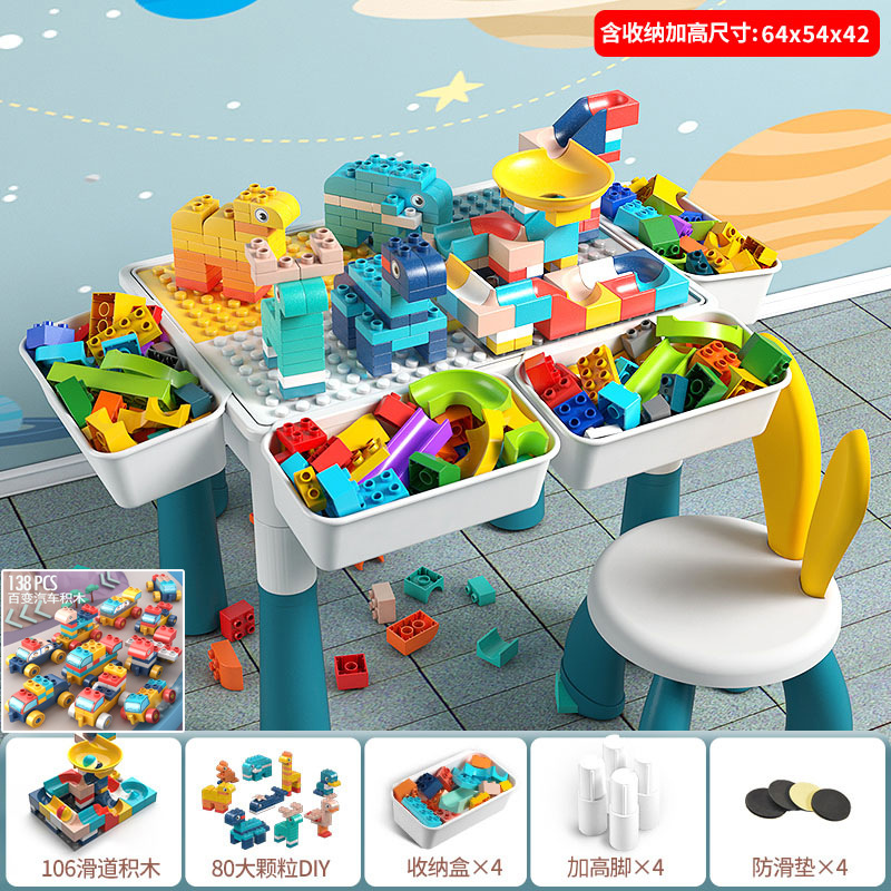 Mesa de bloques de construcción para niños 3–6 años | Mesa educativa multifuncional con rompecabezas y piezas grandes