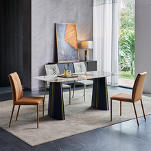 意式潘多拉岩板长方形餐桌设计师时尚现代简约家用小户型吃饭桌椅