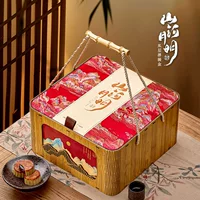 2025 новых высококачественных двухслойных подарочных коробок для лунных пряников (8 шт.), бамбуковая деревянная коробка в китайском стиле, пустая упаковка для лунных пряников
