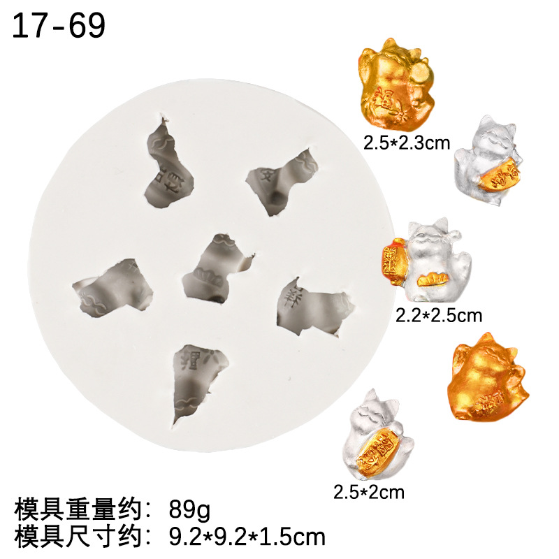 Una variedad de modelado gato afortunado gato auspicioso molde de silicona hornear decoración de arcilla epoxi cerámica suave herramienta hecha a mano Accesorios