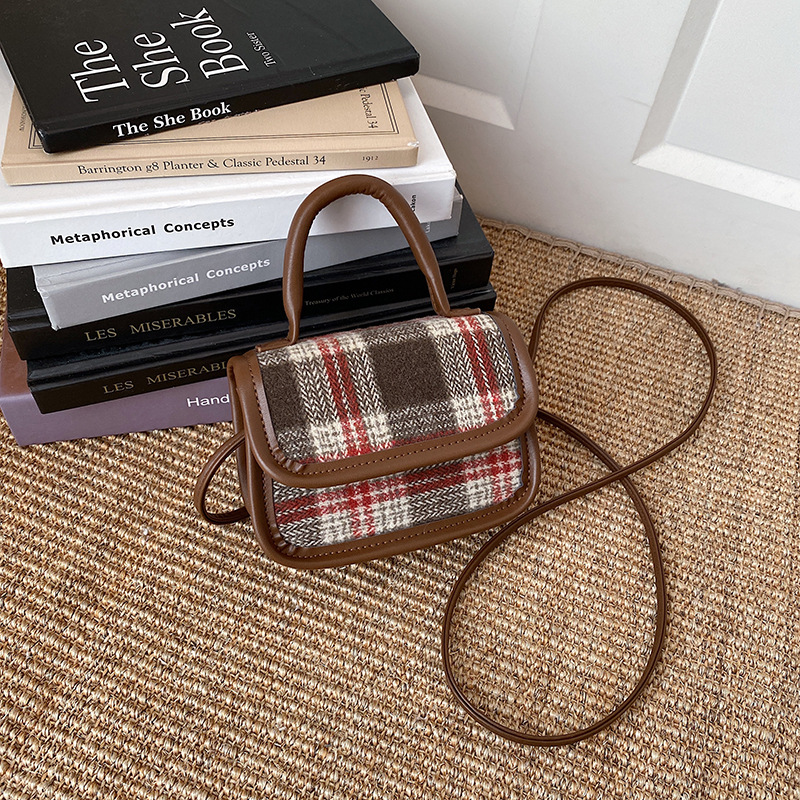 Borsa a tracolla a quadri da donna stile urbano casual_voghion.com