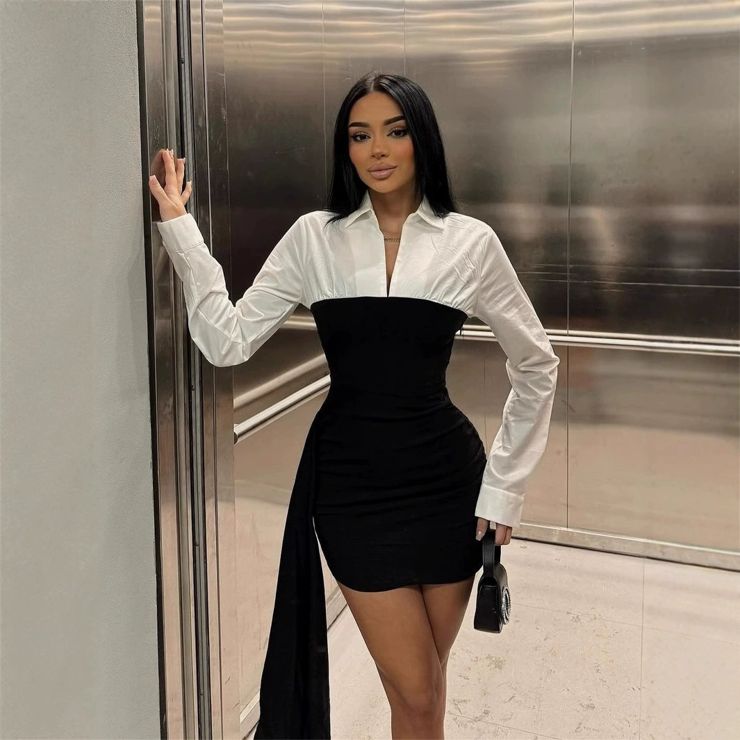 2024 осенний сезон новый европейский и американский трансграничный модный сексуальный белый воротничок