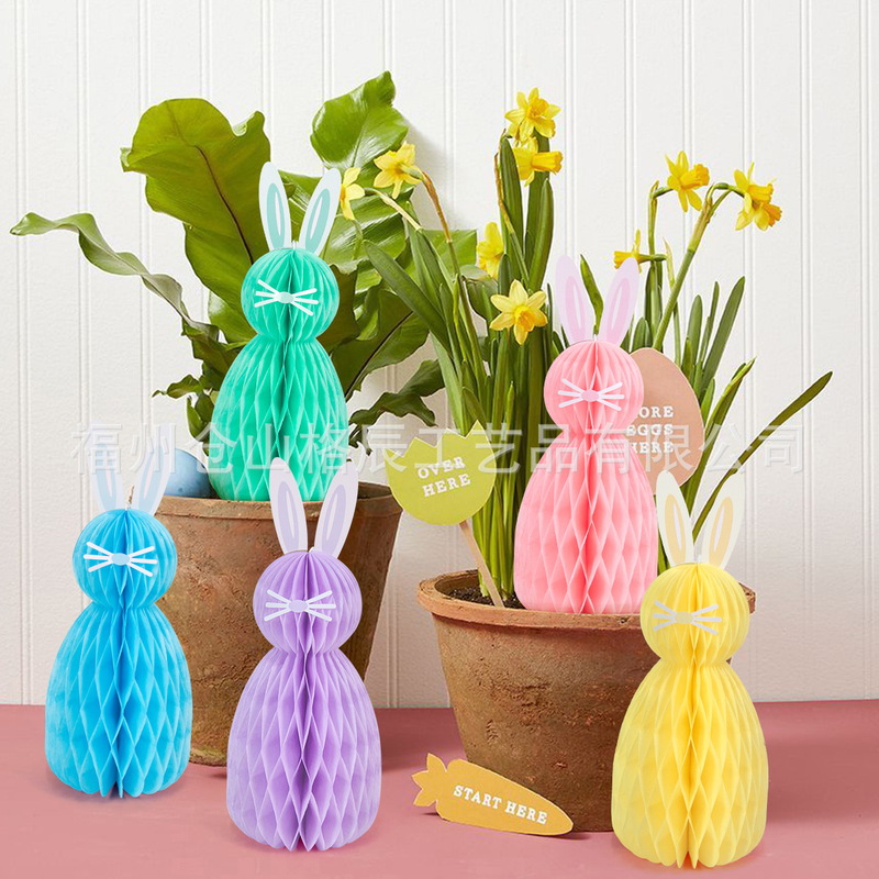 Easter Bunny Honeycomb Table Centerpiece Easter Theme Party Decoration Family Party Decoration Hanging Decoration