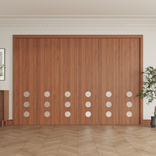 All-Match Log Style Vintage Solid Wood Folding Door Middle Ancient Bedroom Door Walnut Kitchen Door Living Room Interior Partition Door