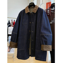 高级感翻领休闲牛仔外套女秋季韩系穿搭巨好看的宽松中长款风衣潮