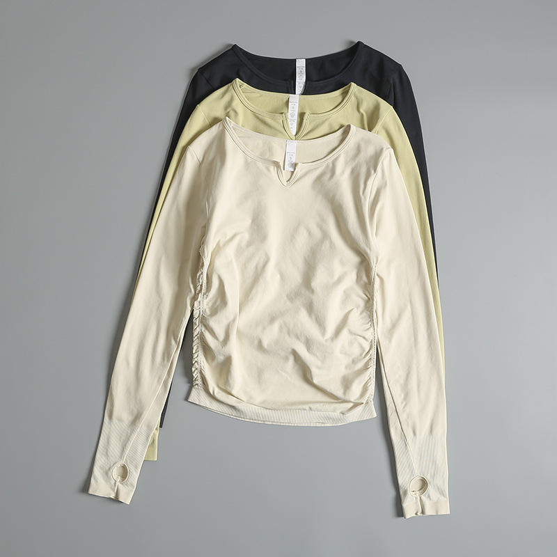 Yoga clothes women's autumn and winter sports tops running Slimming long-sleeved T-shirt professional Pilates training V-neck workout clothes