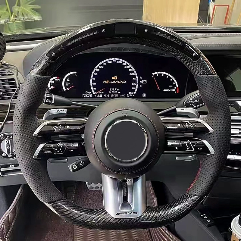 Подходит для всех Mercedes‑Benz C‑Class, E‑Class, S‑Class, AMG — декоративное покрытие руля из углеродного волокна, замена