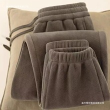 特价清仓双面摇粒绒束脚卫裤女秋冬美式重磅纯色保暖休闲运动裤子