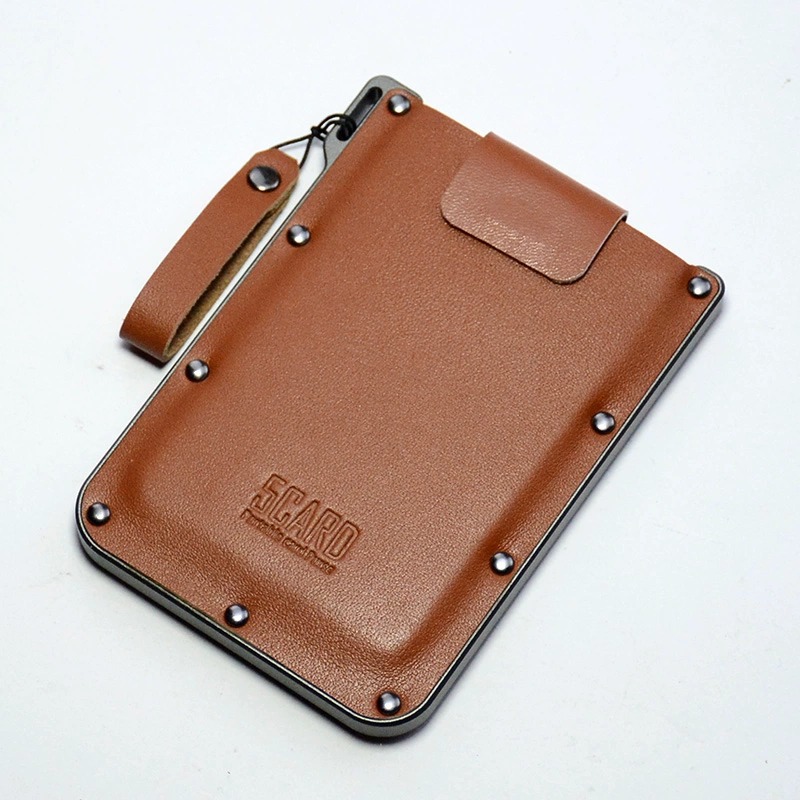 5-Card Slim Ultra-Thin Cowhide Leather Wallet for Men and Women, Premium Pull-Out Bank & Credit Card Holder with RFID Blocking - Thumbnail 2