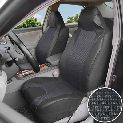 Aicheda's New Car Seat Cover Jacquard Fabric Black Gray Pvc Hooded One-Piece Three-Dimensional Stylish Design (Seat cushion, seat cover) - blue-2-piece-set-2-conjoined-front-seats