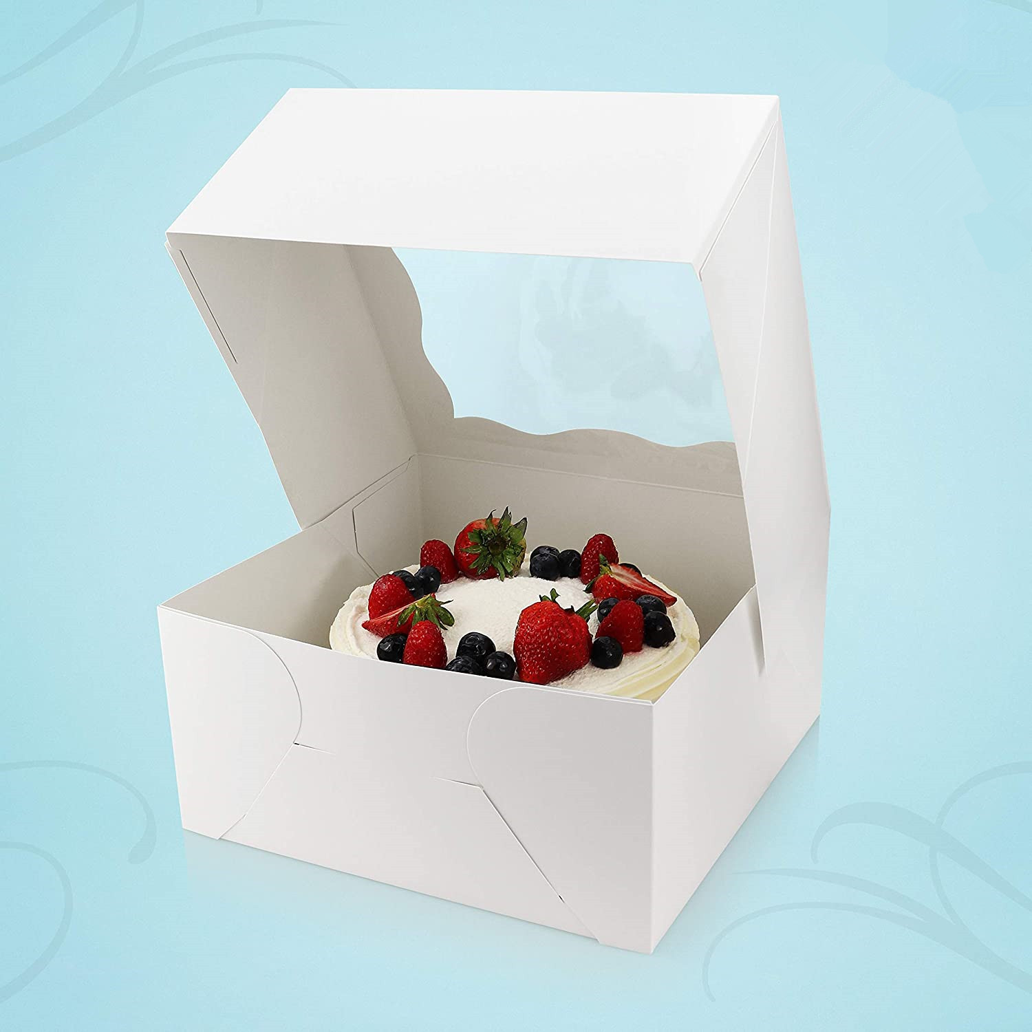 Caja de pastel de taza de ventana abierta caja de pastel de mousse portátil caja de embalaje de postre occidental caja adhesiva de cuatro esquinas Amazon