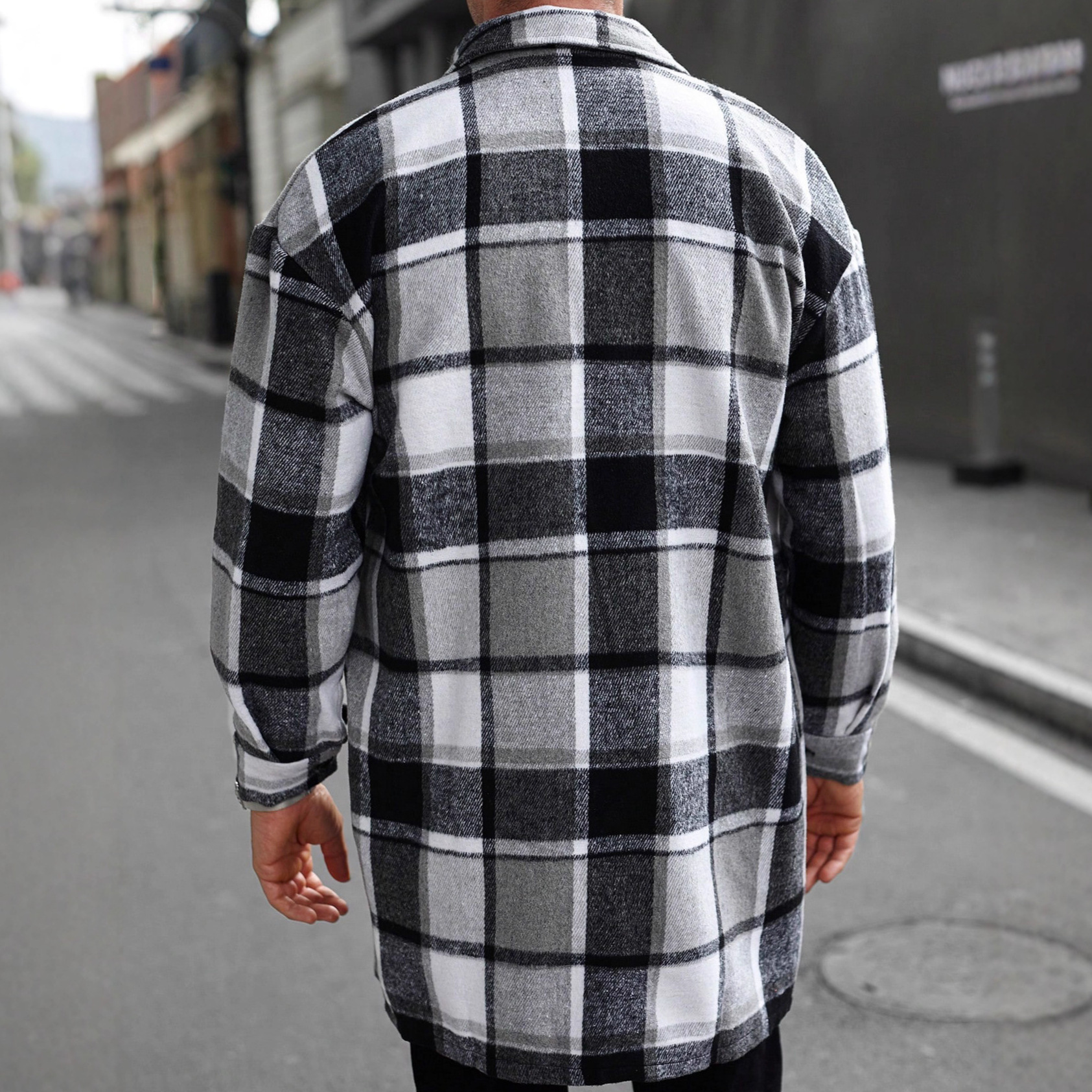 Europa y los Estados Unidos transfronterizos Amazon nuevo chaqueta de hombre camisa deportiva casual larga botón de doble bolsillo abrigo para hombre
