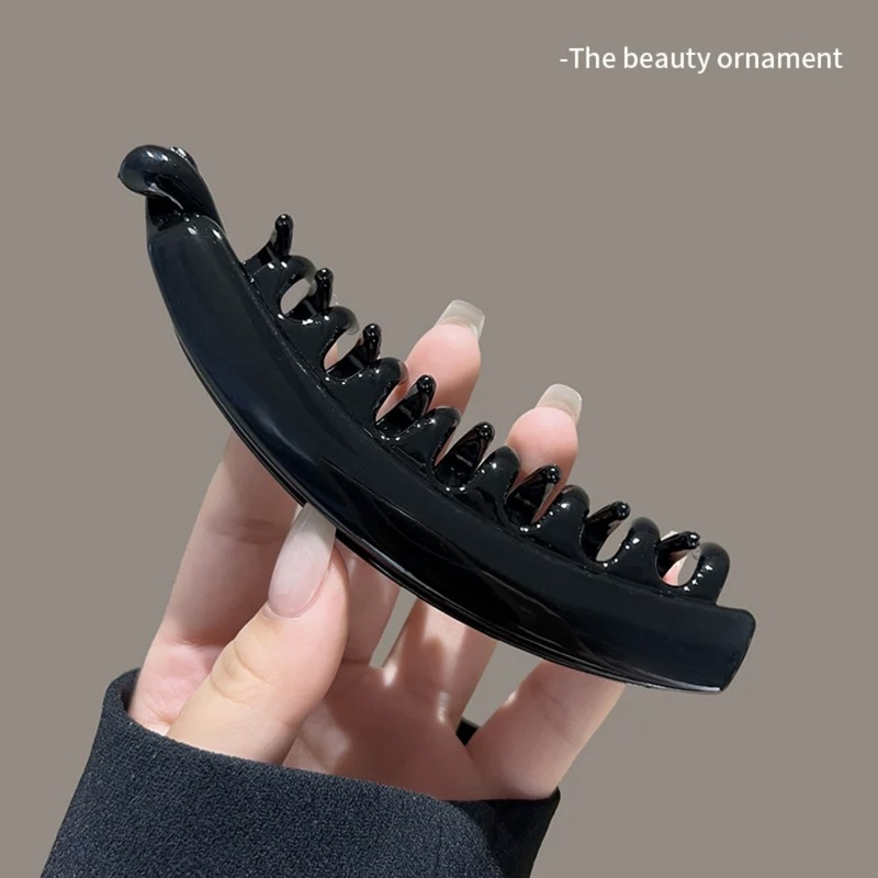 つや消しツイストバナナクリップハイポニーテール大型ヘアクリップ後頭部垂直クリップヘアクリップ韓国風女性クリップヘッドドレス|undefined