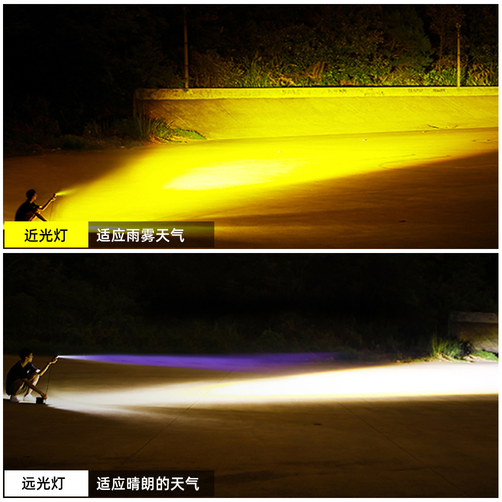 Cross-Border Hot-Selling Motorcycle Spotlight Led Car Light Yellow and White Far and Near Light External Electric Motorcycle Front Spotlight