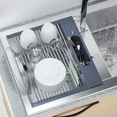 キッチン置物伸縮式水切りラック多機能折りたたみ碗皿フィルターラック食器ステンレス収納棚ナイフフォークホルダー