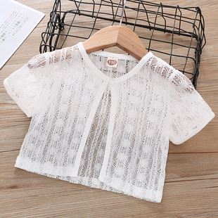 Qy Girls Shawl Summer Lace Thin Little Princess Air-Conditioning Shirt Summer Baby Baby Sun Protection Vest Cardigan