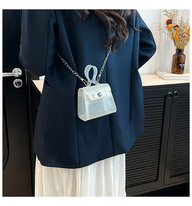 165g Weight Flip Cover, Lock clasp Closure Type Single Shoulder Strap, Top Handle Strap Type Casual Occasion PVC Material Solid Color Pattern All Seasons Season Women's Gender Streetwear Style Square Shape Small Size Women's Small PVC Solid Color Streetwear Square Flip Cover Lock Clasp 11