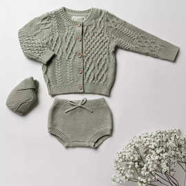 英国有机棉新生儿婴童针织毛衣新生婴儿秋冬季毛线哈衣爬服毛衣