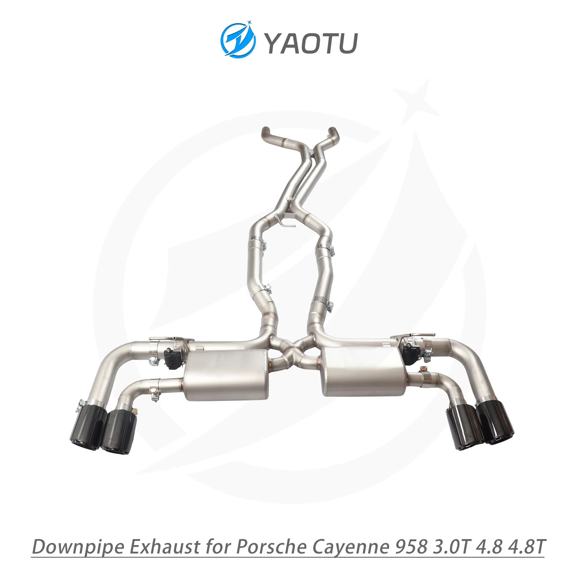 Suitable for Porsche Cayenne 958 3.0T 4.8T mid-to-rear dual-side four-outlet exhaust pipe with valve
