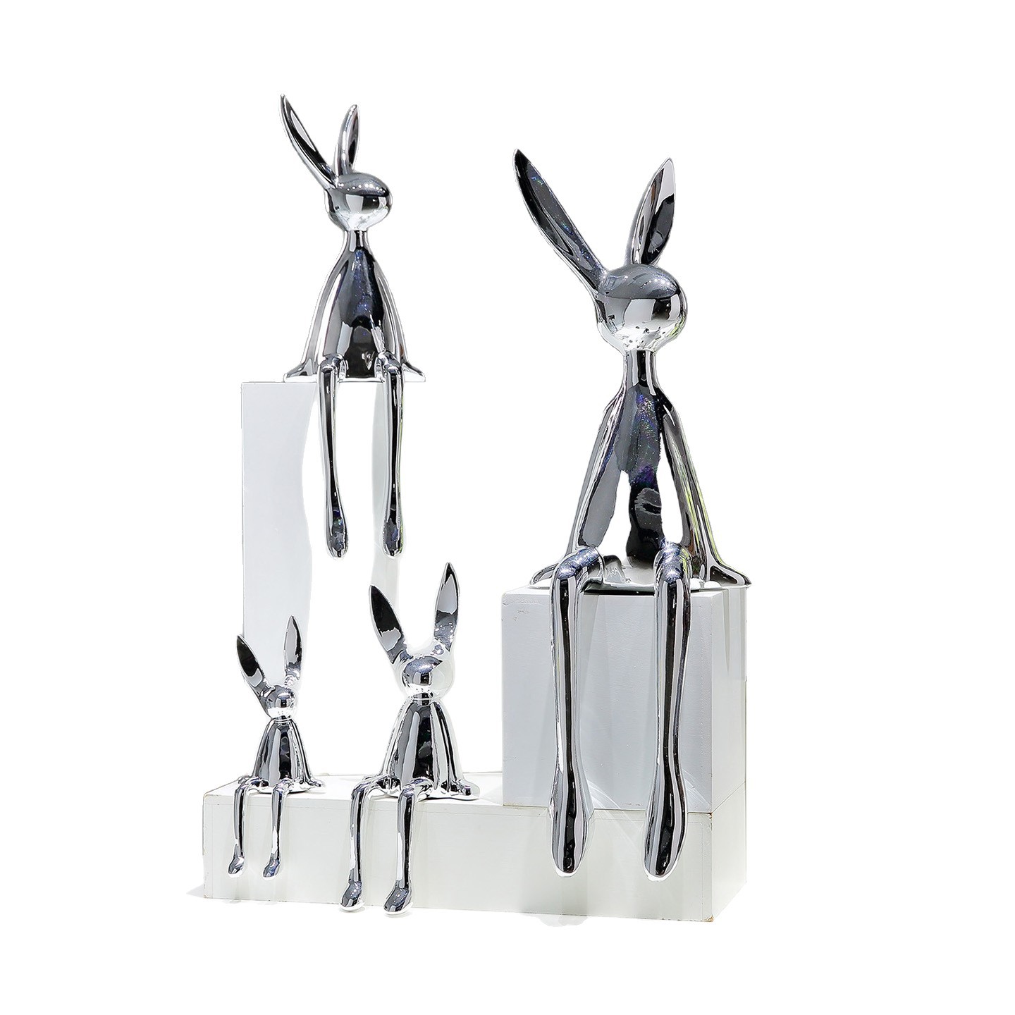 Decoración de conejo de postura sentada de galvanoplastia de lujo ligero moderno