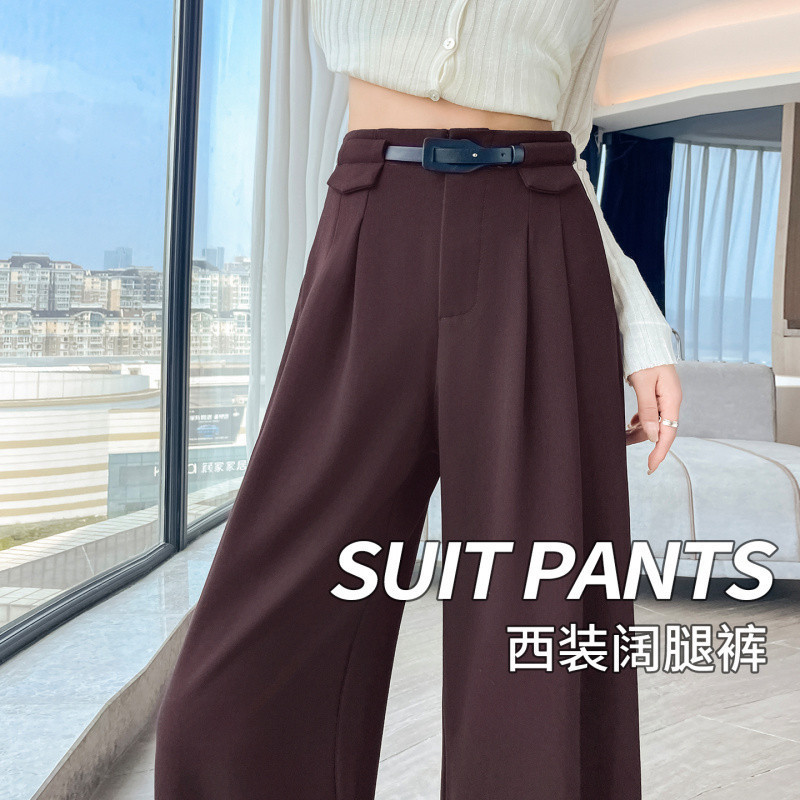 西装阔腿裤女秋季高级感垂感2025新款直筒韩系慵懒松弛感休闲长裤|undefined