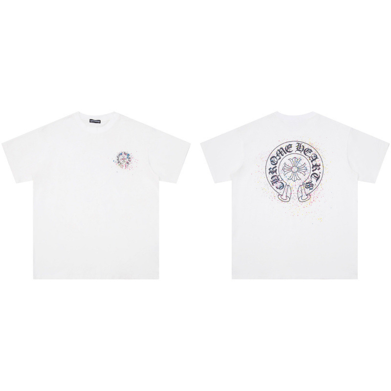 クローバーTシャツのクロスボーダーハイバージョン、ゆったりとしたトレンディなクローバークロスプリント、男女カップル同じスタイルの半袖|undefined