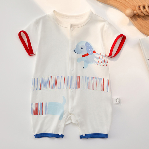 Infant Short Sleeve Bodysuit Crawling Suit Summer Thin Baby Summer Pajamas Newborn Baby Modal Onesie